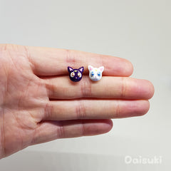 Artemis & Luna earrings - Hand-sculpted kawaii Sailor Moon tribute