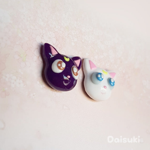 Artemis & Luna earrings - Hand-sculpted kawaii Sailor Moon tribute