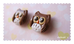 Cute Little Owls - Hand-sculpted Stud Earrings