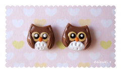 Cute Little Owls - Hand-sculpted Stud Earrings