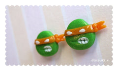 Michaelangelo handmade stud earrings - Teenage Mutant Ninja Turtles Tribute