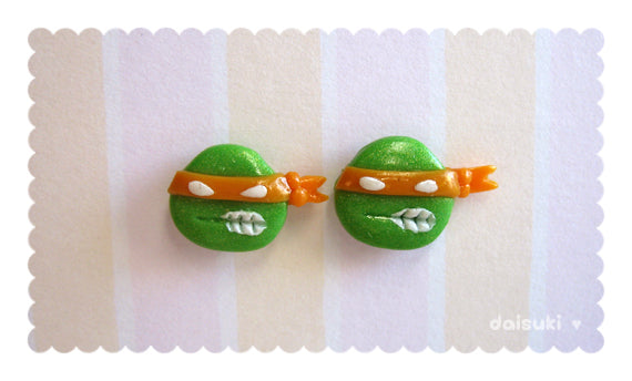 Michaelangelo handmade stud earrings - Teenage Mutant Ninja Turtles Tribute