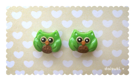Cute Domo Kun Stud Earrings - Kawaii Hand-sculpted