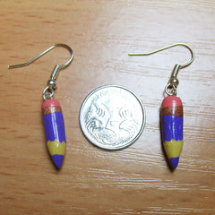 Purple Pencil Earrings - Hand sculpted