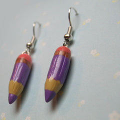 Purple Pencil Earrings - Hand sculpted