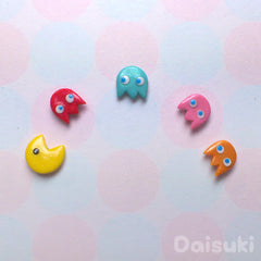 Pacman Earrings - mix & match set of 5 - Hand sculpted