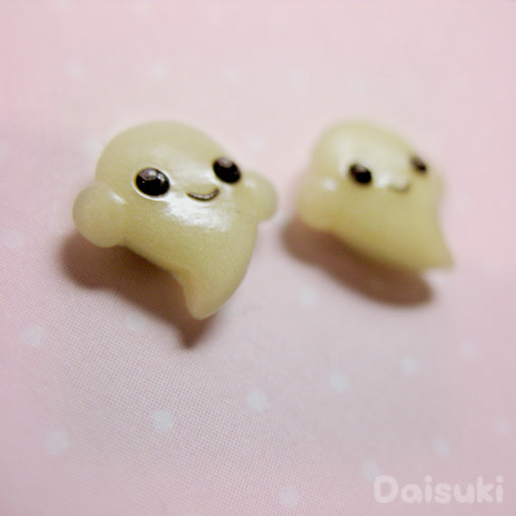 Kawaii Ghosties - Glow in the dark - Halloween - Handmade stud earrings