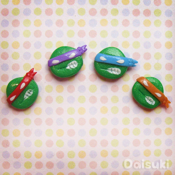 TMNT Earrings - mix & match set of 4 Ninja Turtles - Hand sculpted