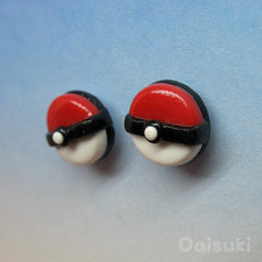 Pokeball stud earrings - Hand-sculpted kawaii Pokemon tribute