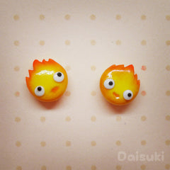 Calcifer Hand-sculpted earrings - Studio Ghibli Howl's Moving Castle Tribute