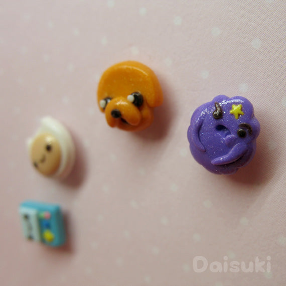 Adventure Time Hand-sculpted Earrings - Mix & Match set of 4 = Finn + Jake + Beemo + LSP