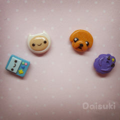 Adventure Time Hand-sculpted Earrings - Mix & Match set of 4 = Finn + Jake + Beemo + LSP