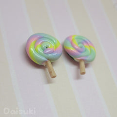 Cute Pastel Coloured Lollipops - Hand-sculpted Stud Earrings, Handmade