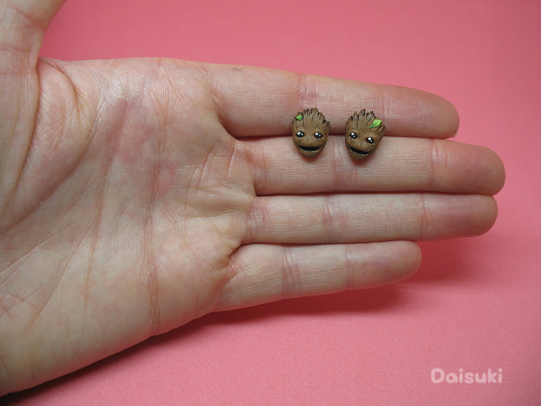 Groot - Hand-sculpted Cute Earrings (Guardians of the Galaxy inspired)