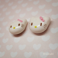 Hello Kitty - Kawaii Hand-sculpted Stud Earrings, Handmade