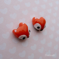 Foxy stud earrings - Handmade / Hand-sculpted kawaii foxes!