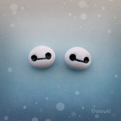 Cute Baymax Hand-sculpted Stud Earrings, Handmade
