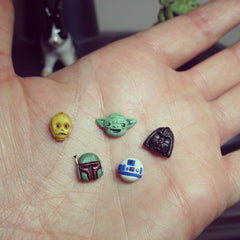 Tiny Star Wars set of 5 stud earrings - Handmade Star Wars tribute! Mix & Match