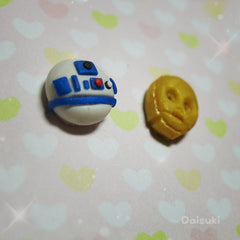 Tiny R2-D2 & C3PO stud earrings - Star Wars tribute - Handmade!