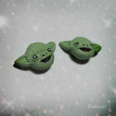 Cute Master Yoda Stud Earrings - Star Wars tribute - Hand sculpted!