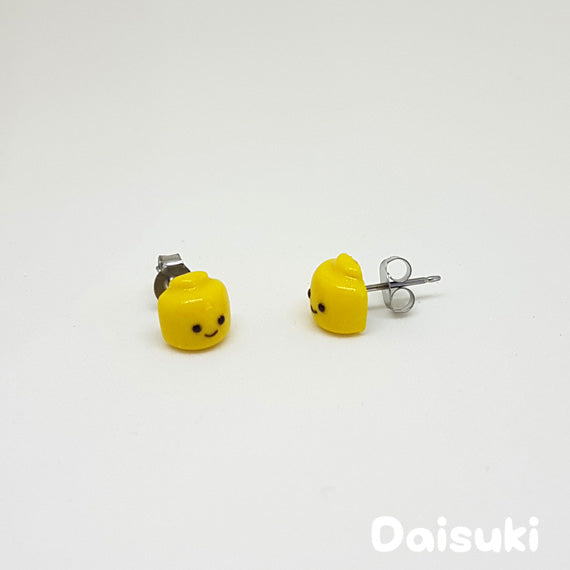 Lego Minifig Head style Stud Earrings - Hand-sculpted