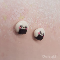 Kawaii Onigiri / Cute Japanese Rice ball Stud Earrings - Hand-sculpted