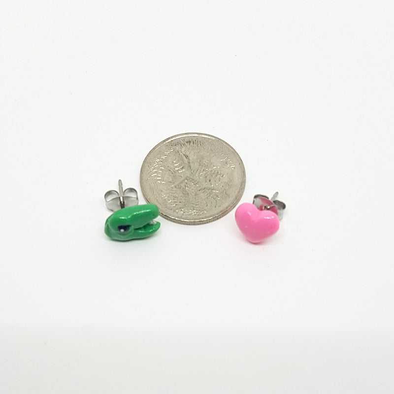 I Heart Dinosaurs Stud Earrings - Dino Love! Hand-sculpted