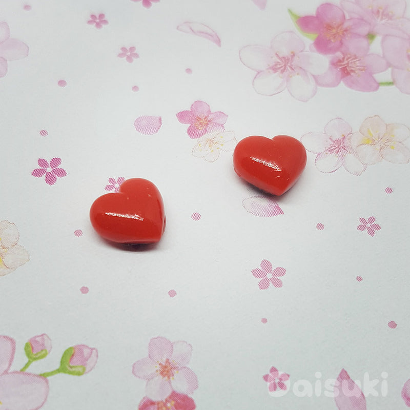 Juicy Red Love Heart Earrings - Cute Black Cat Studs