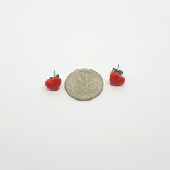 Juicy Red Love Heart Earrings - Cute Black Cat Studs