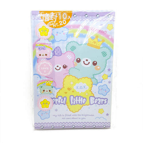 Cheerful Bears - Set of 10 Cute Envelopes (purple)