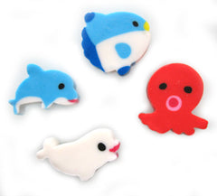 Sea Creatures set of 4 mini erasers! #1