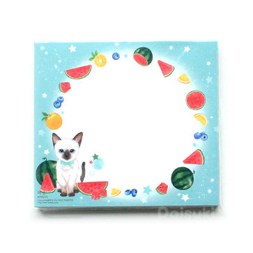 Siamese Kitty & Fruits Memo Pad!